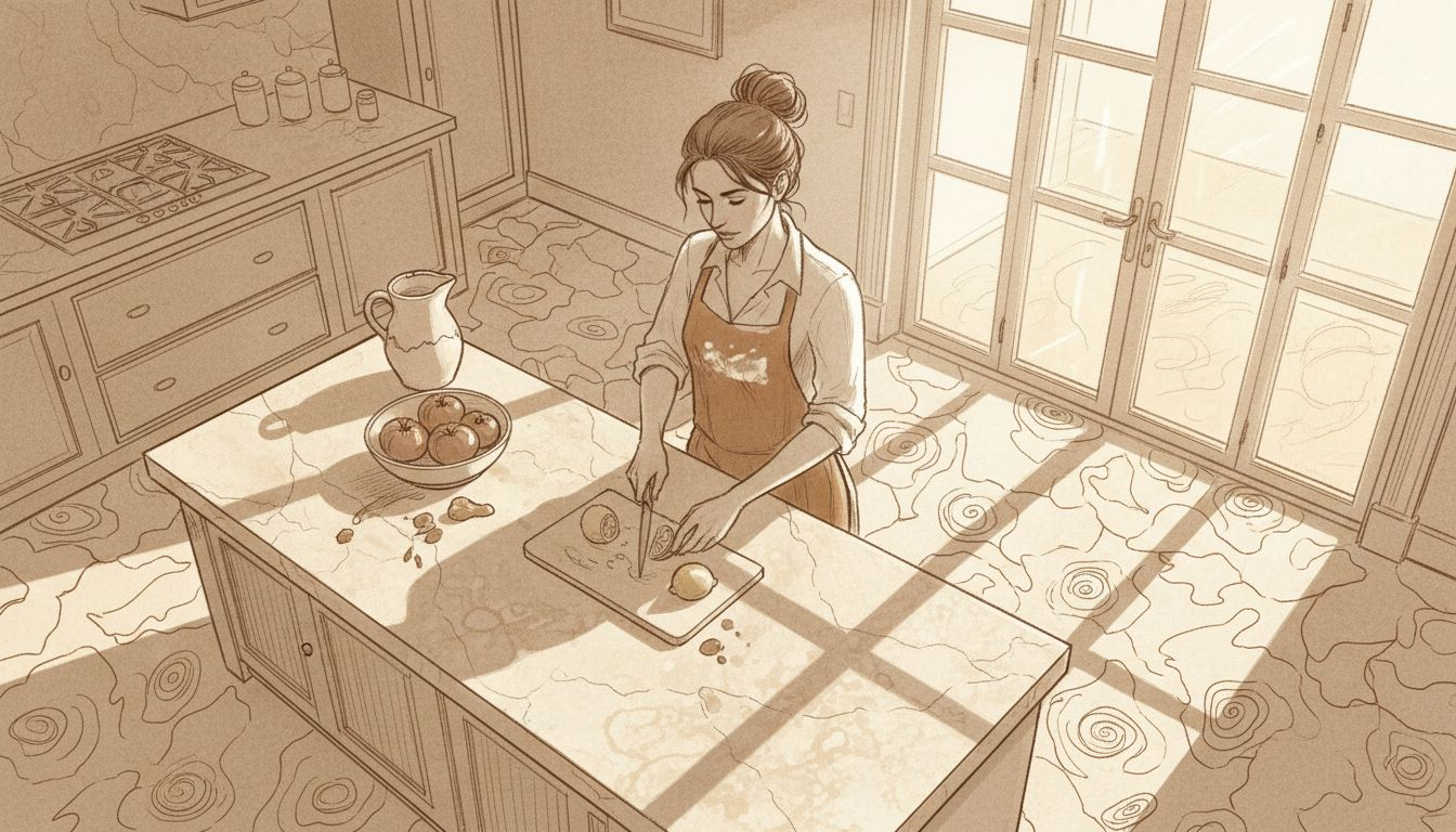 Penthouse kitchen with travertine countertops