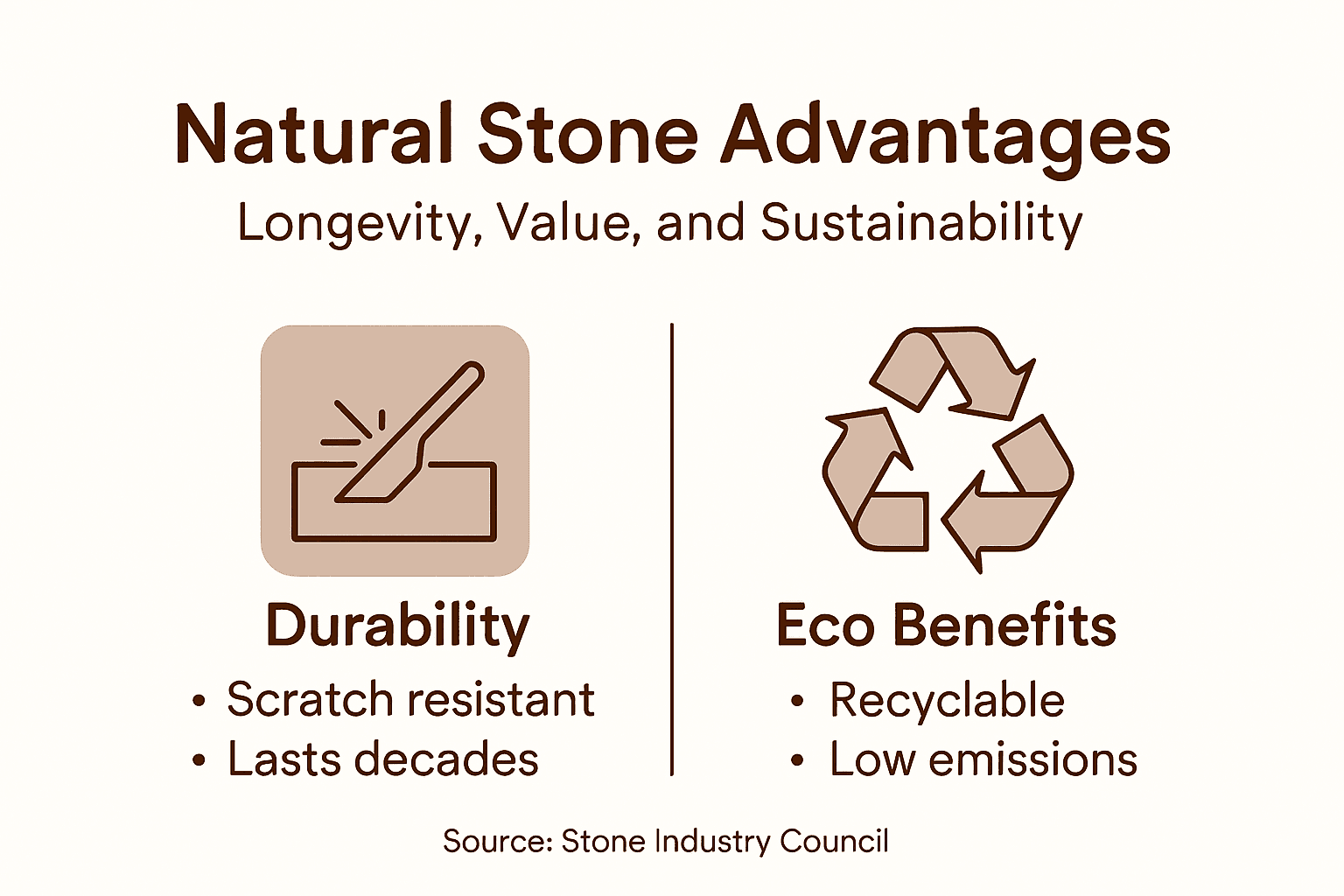 Infographic of stone durability and eco benefits