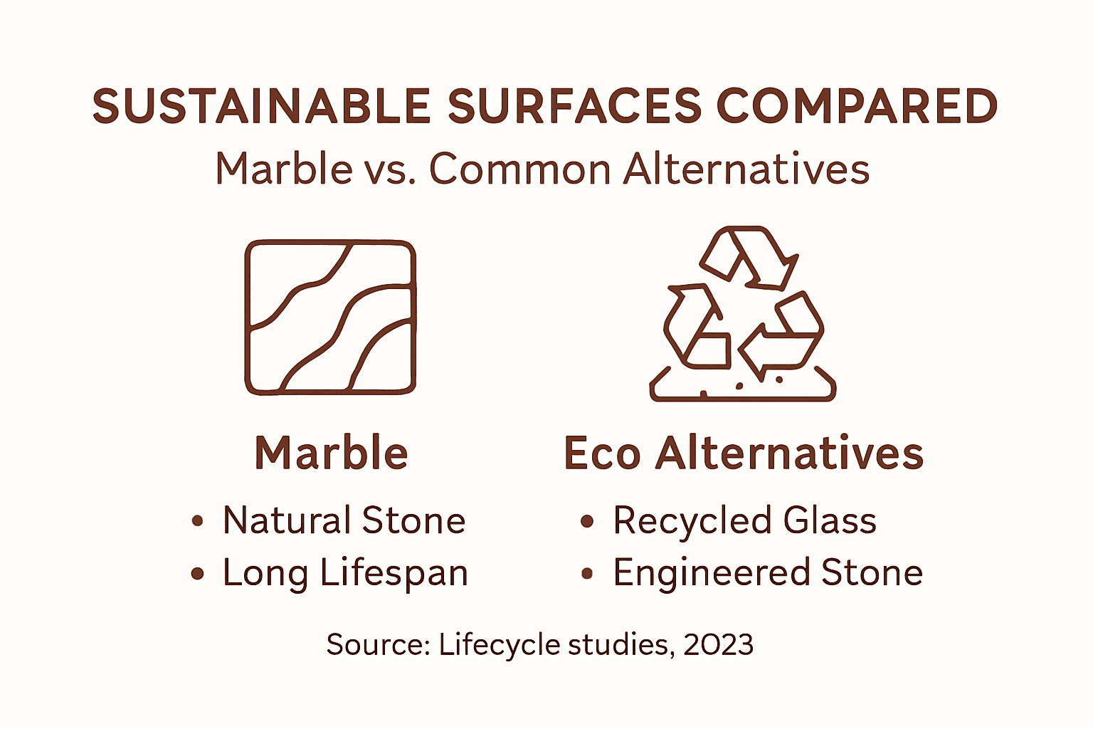 Infographic comparing marble with other surfaces