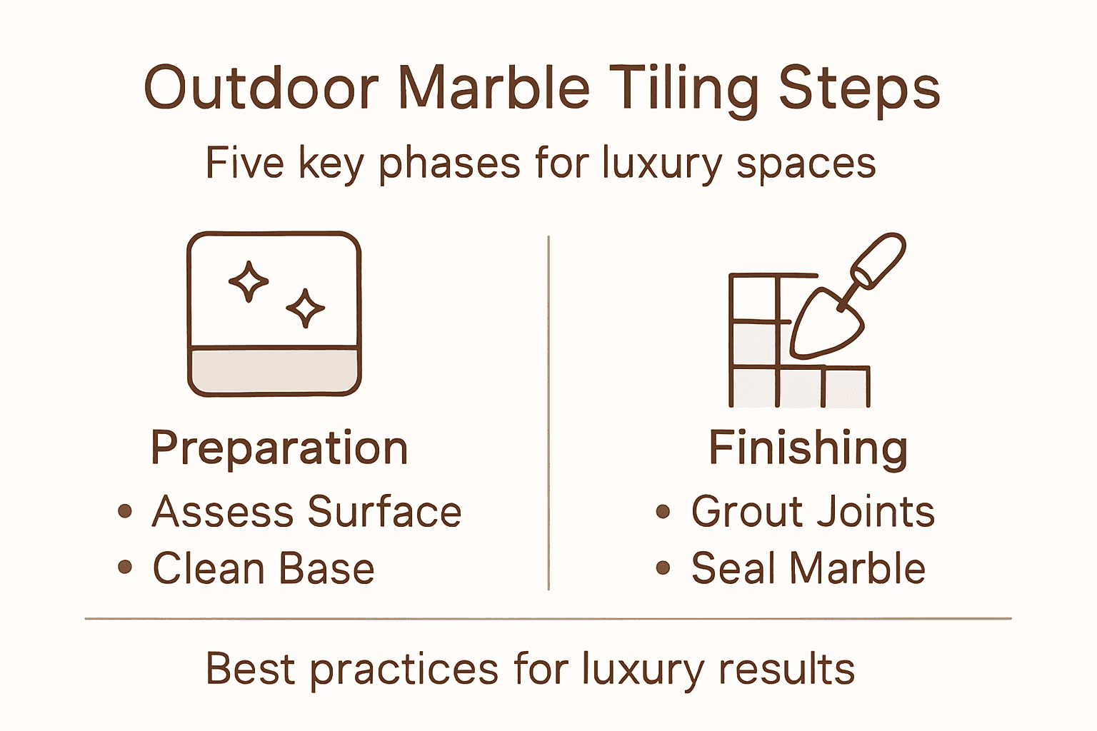Infographic showing marble tiling process overview