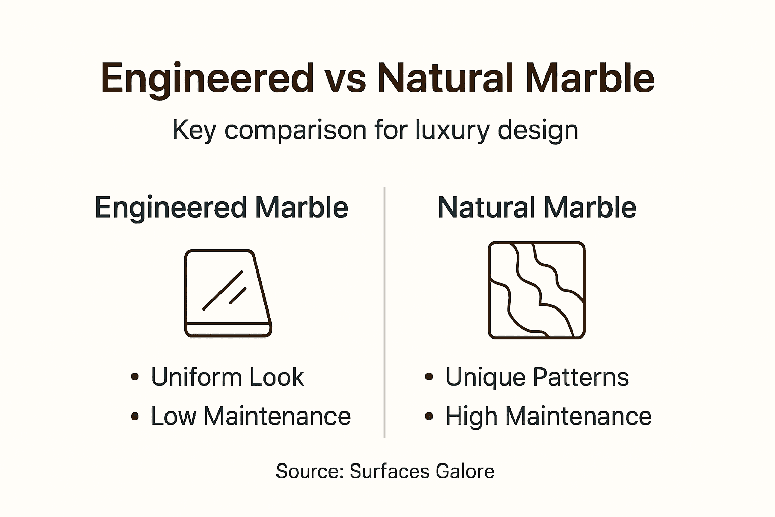 Infographic comparing marble types for design