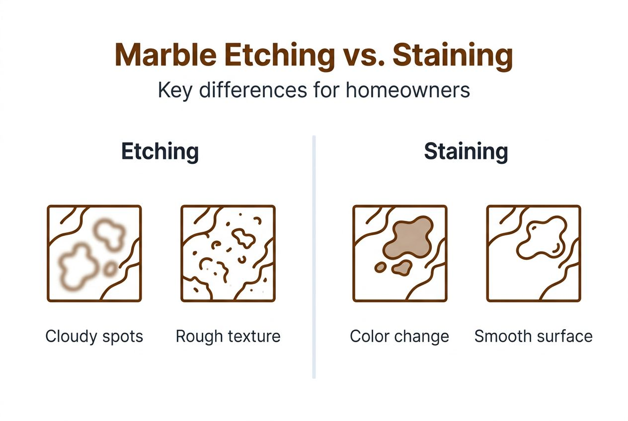 Infographic comparing marble etching and staining