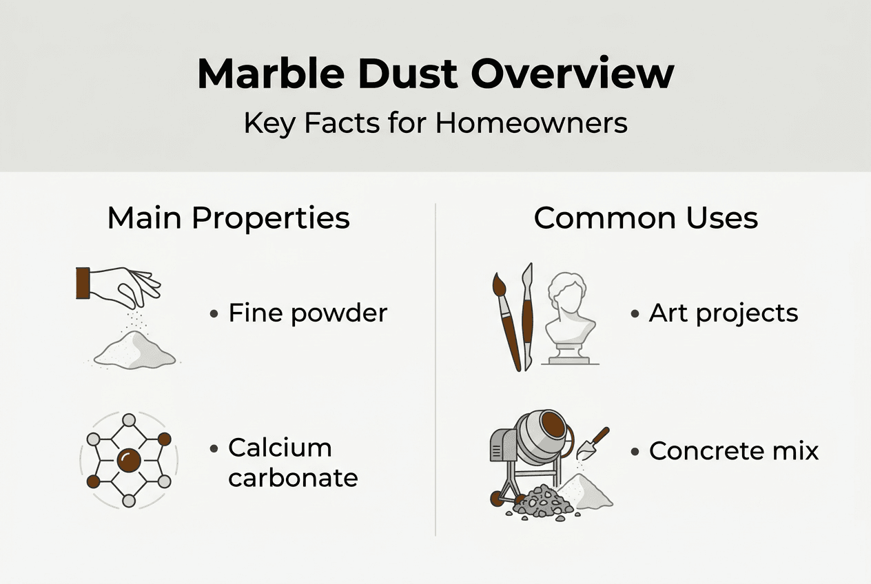 Infographic with marble dust facts and uses