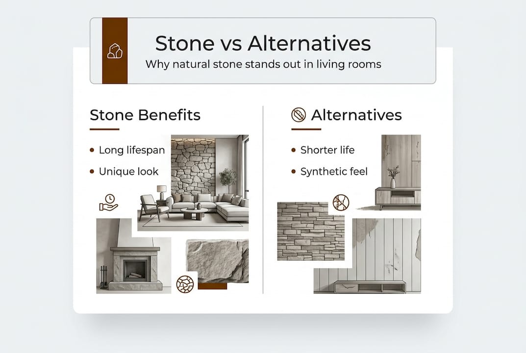 Infographic comparing stone benefits and alternatives