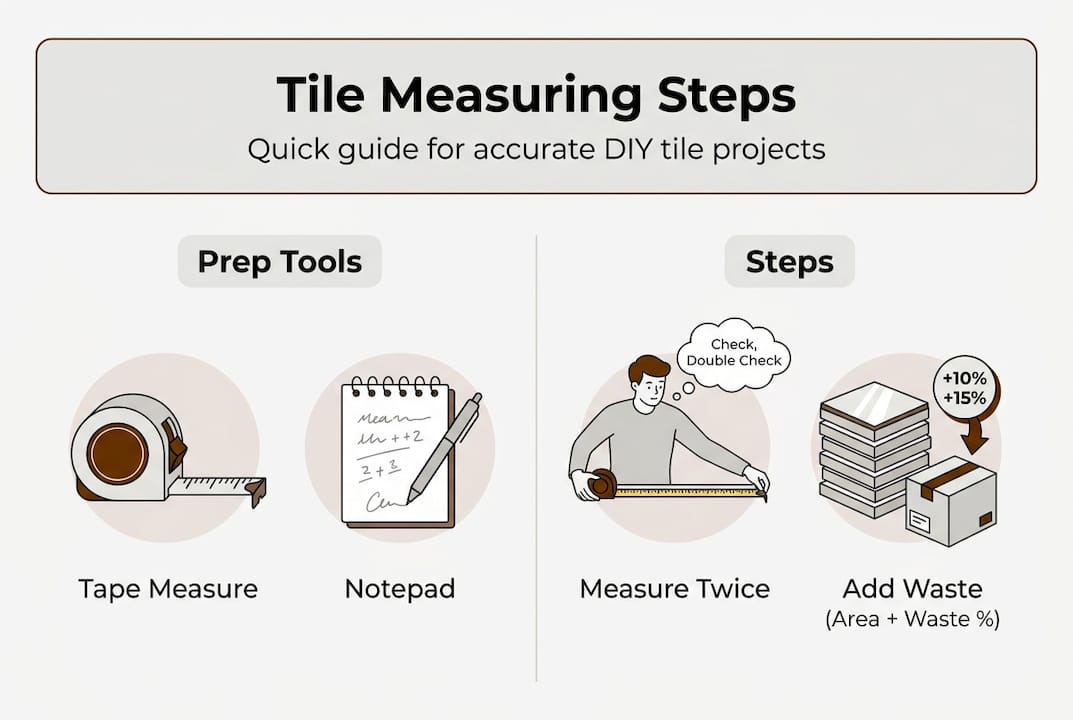 Infographic showing DIY tile measuring steps