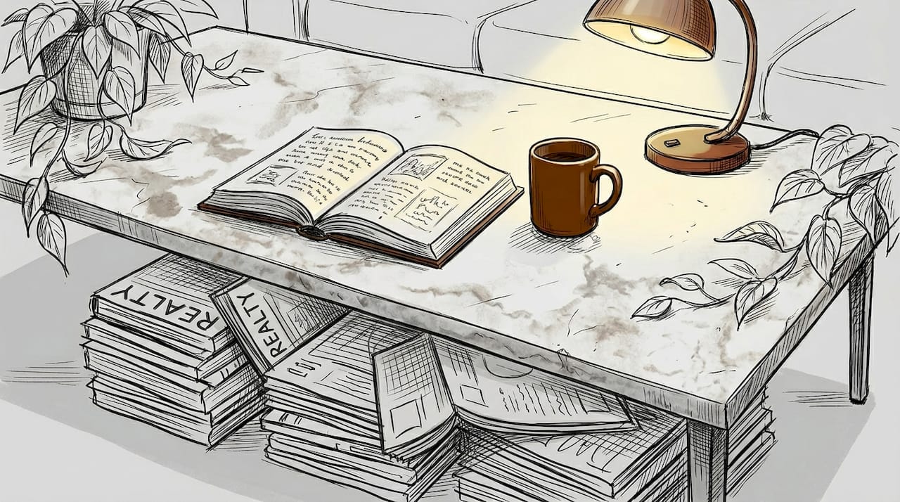 Aged marble table with natural patina