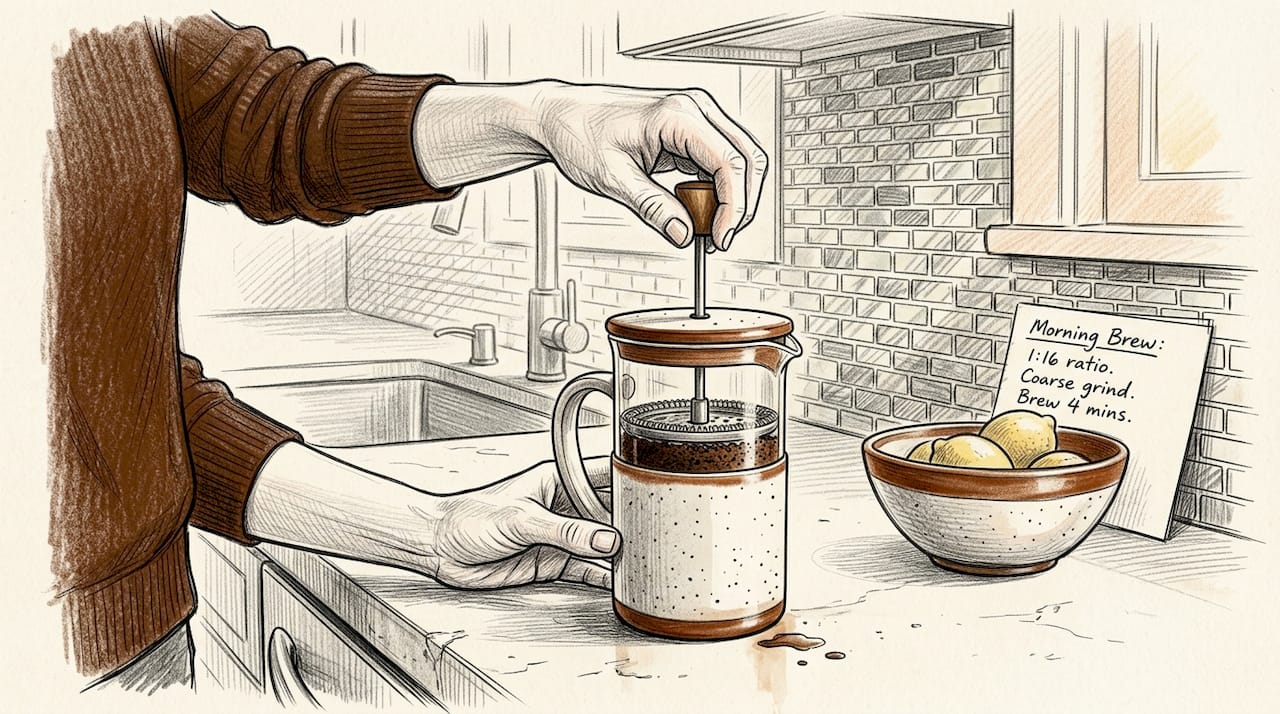 Kitchen coffee prep near mosaic tile backsplash