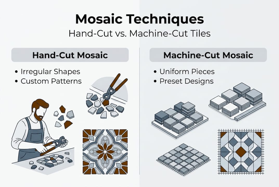 Infographic comparing mosaic types and features