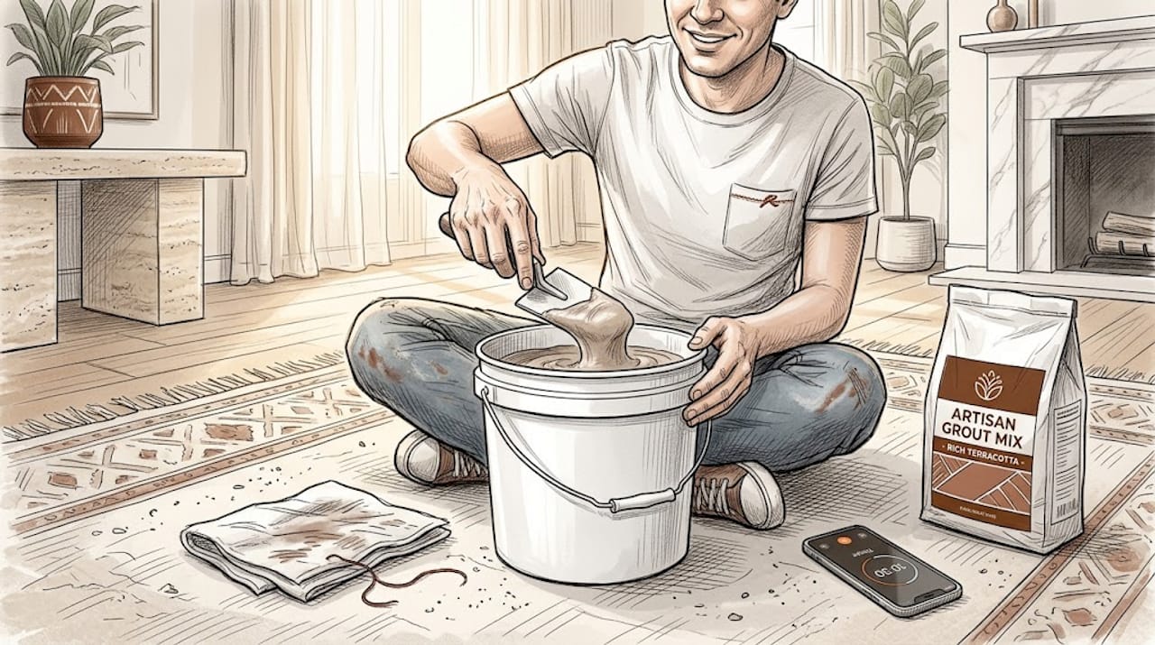 Mixing grout to correct mosaic consistency