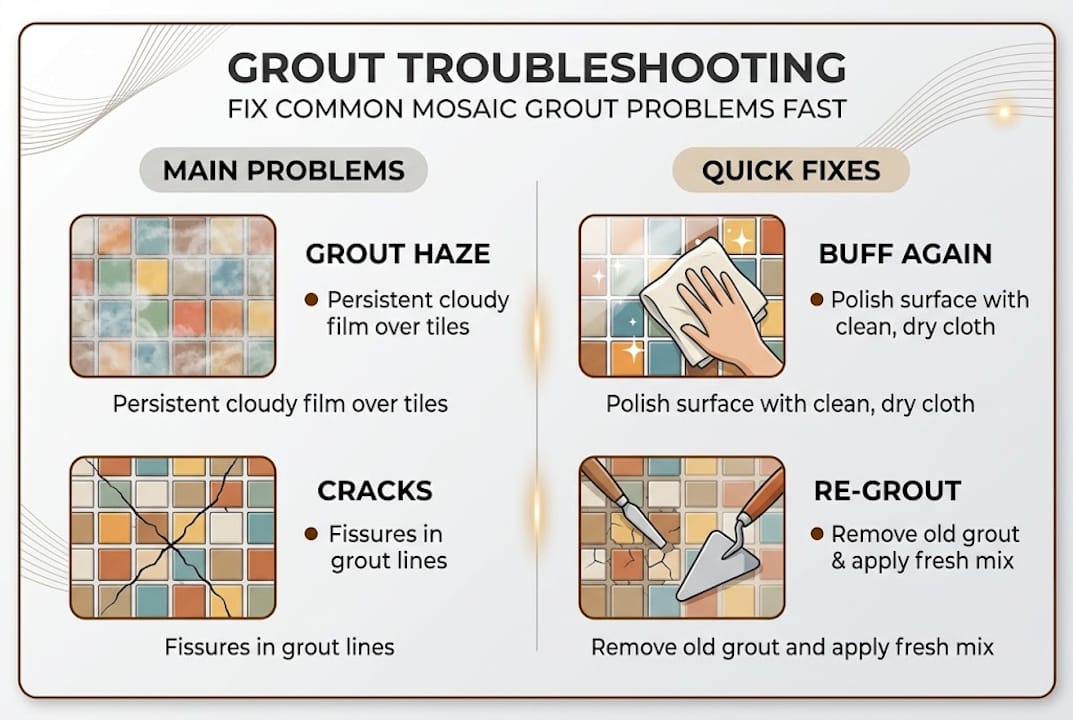Infographic on grout troubleshooting steps