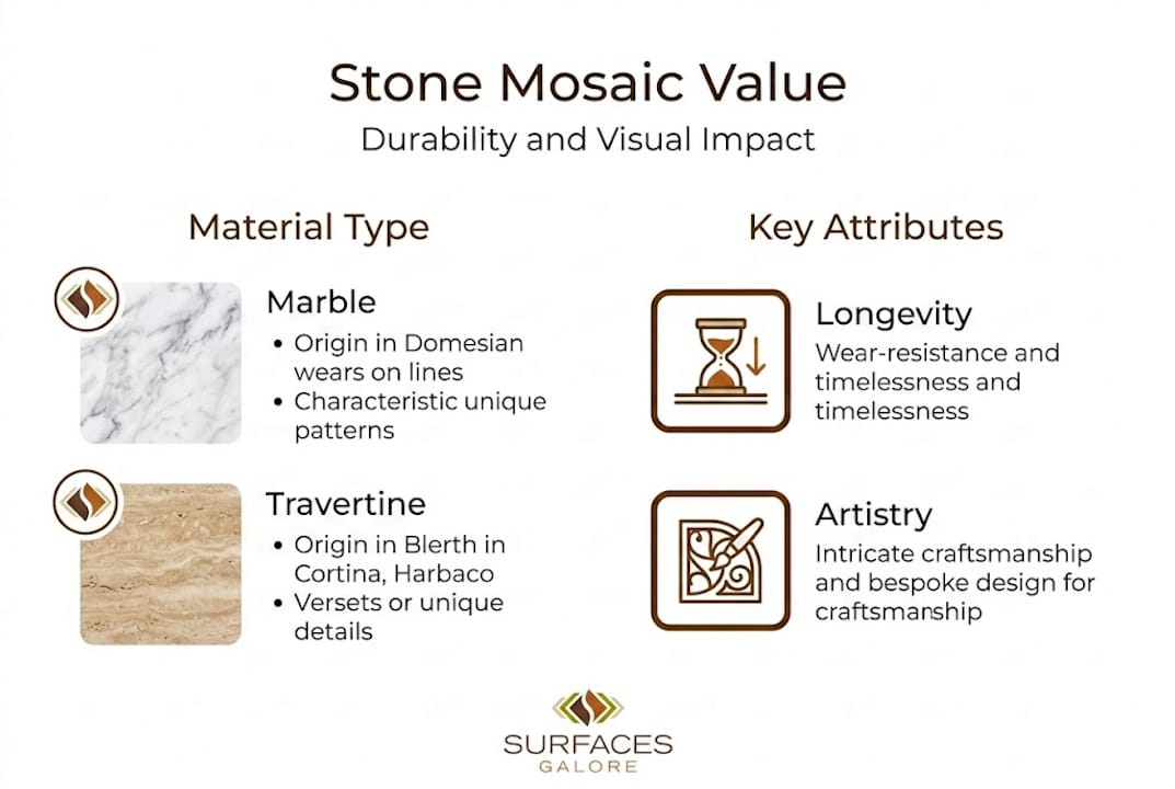 Infographic showing stone mosaic value