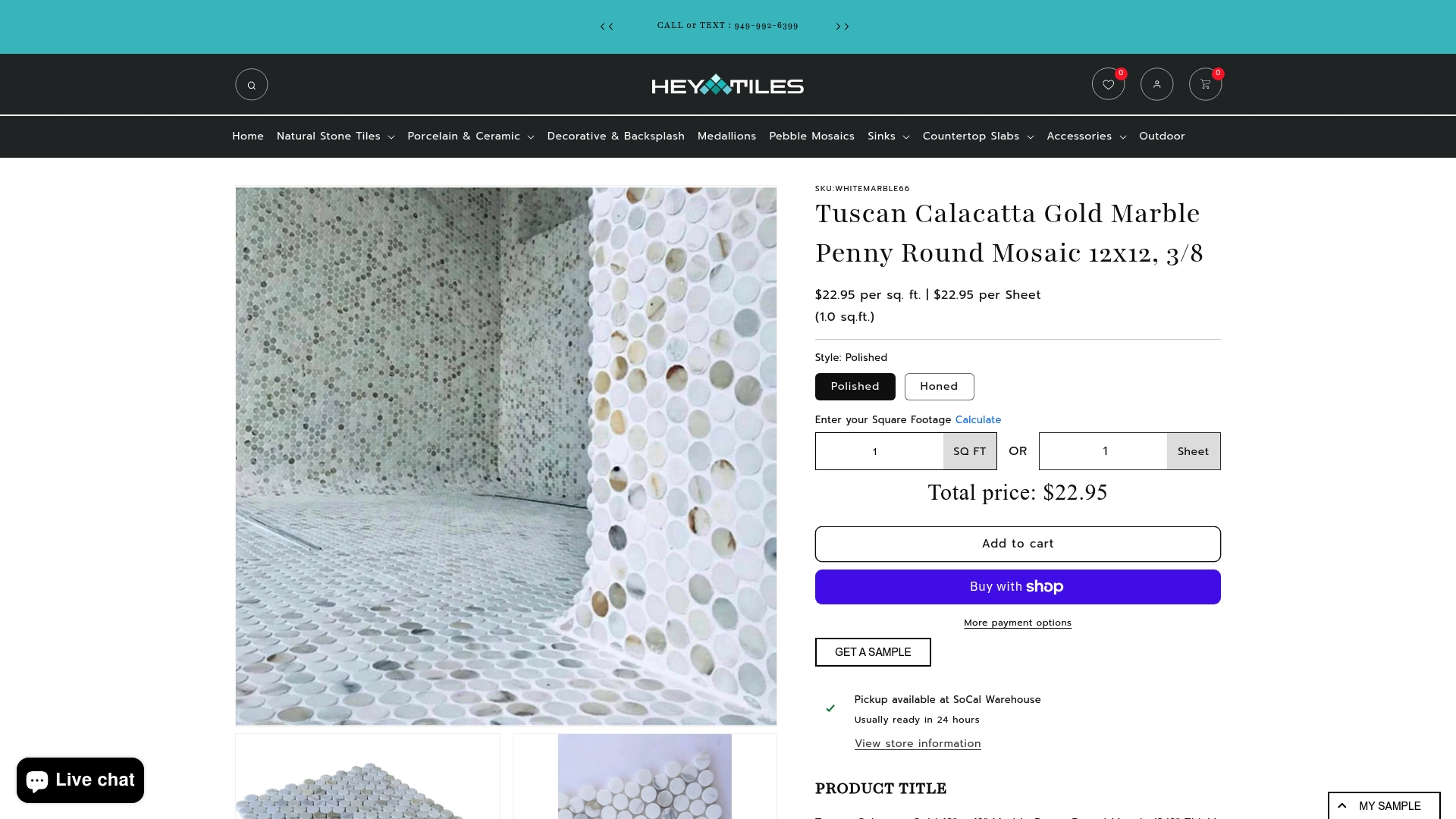 https://heytiles.com/products/calacatta-gold-marble-honed-penny-round-mosaic-tile