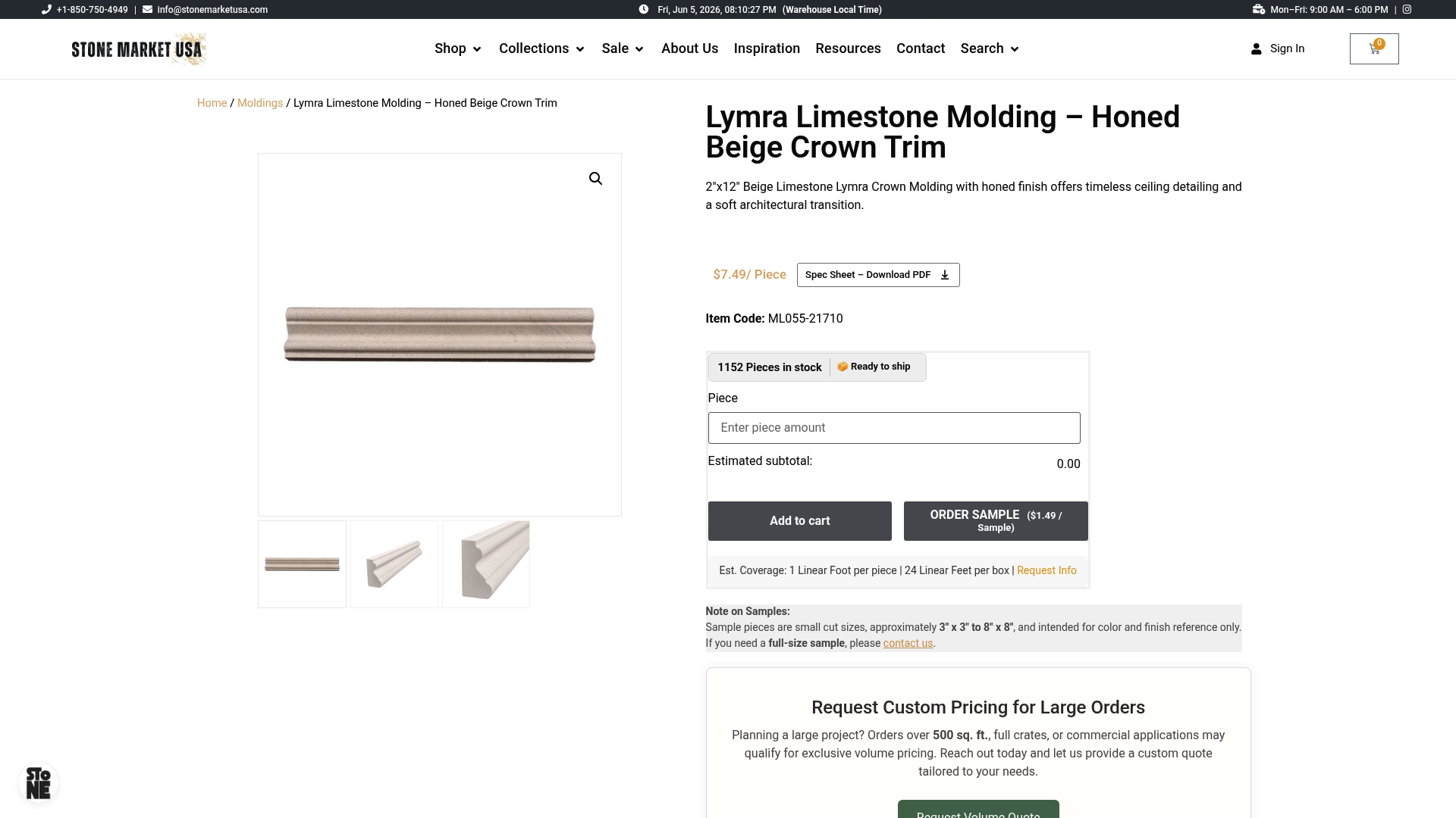 https://stonemarketusa.com/store/moldings/limstone-molding-honed-beige-crown-trim