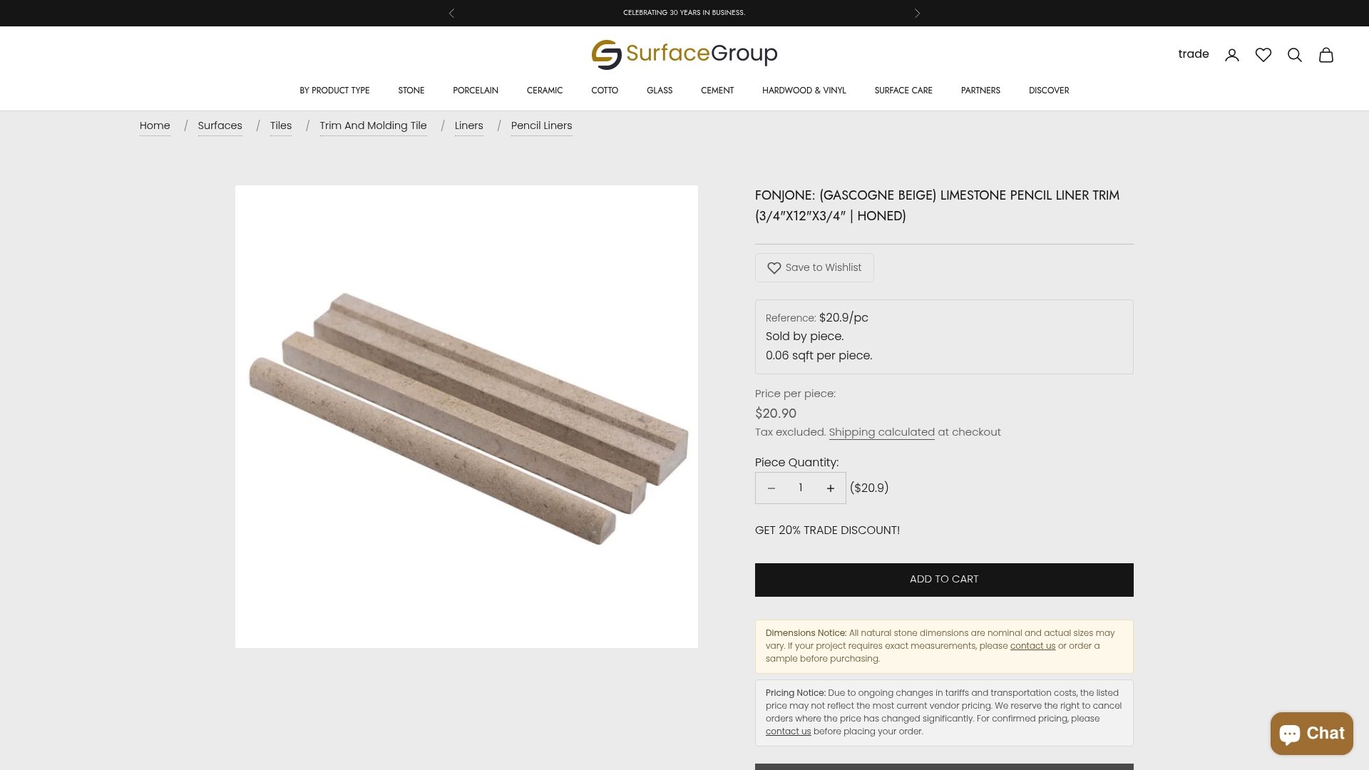 https://surfacegroup.com/products/haussmann-fonjone-limestone-trim-pencil-liner-3_4x12x3_4-honed-straight