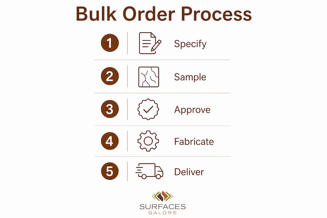 Infographic showing steps in limestone tile bulk order process