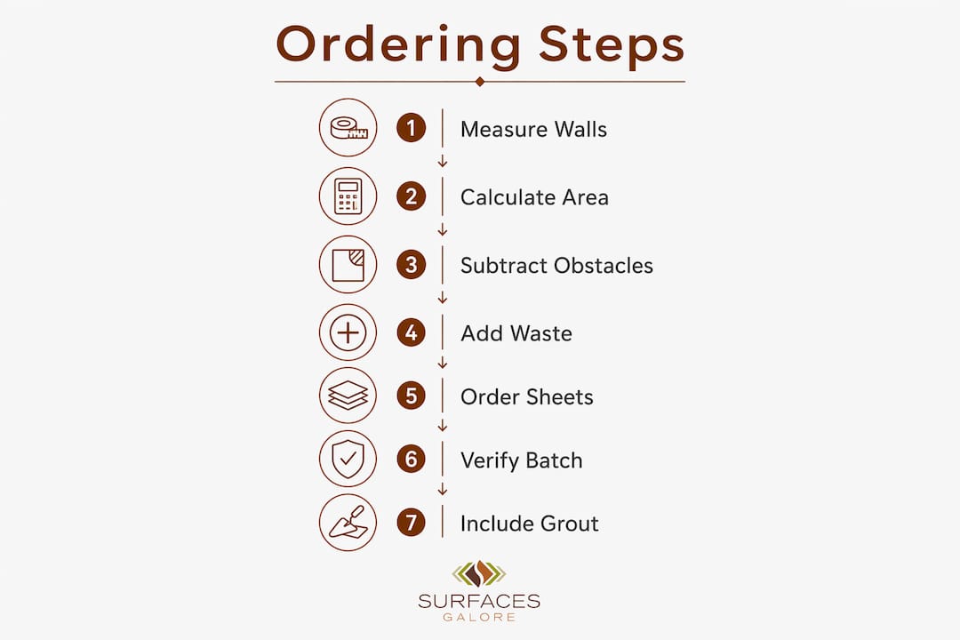 Infographic of mosaic tile ordering steps