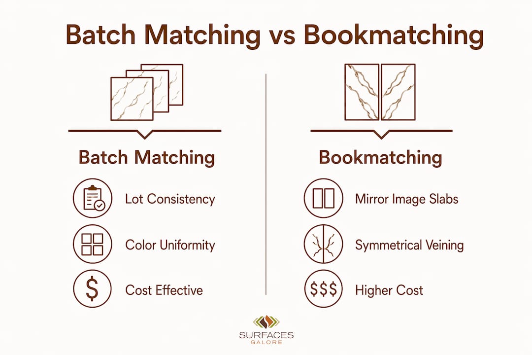 Infographic comparing batch matching and bookmatching