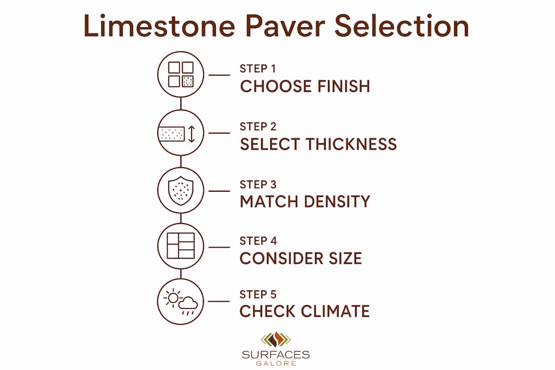 Infographic showing limestone paver selection steps