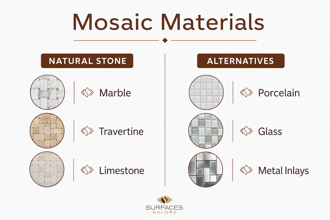 Infographic comparing mosaic materials