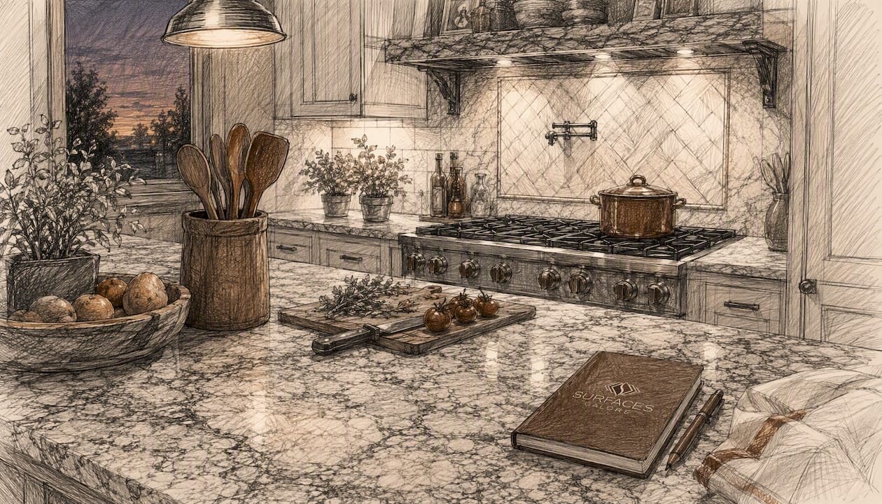 Granite kitchen countertop detail