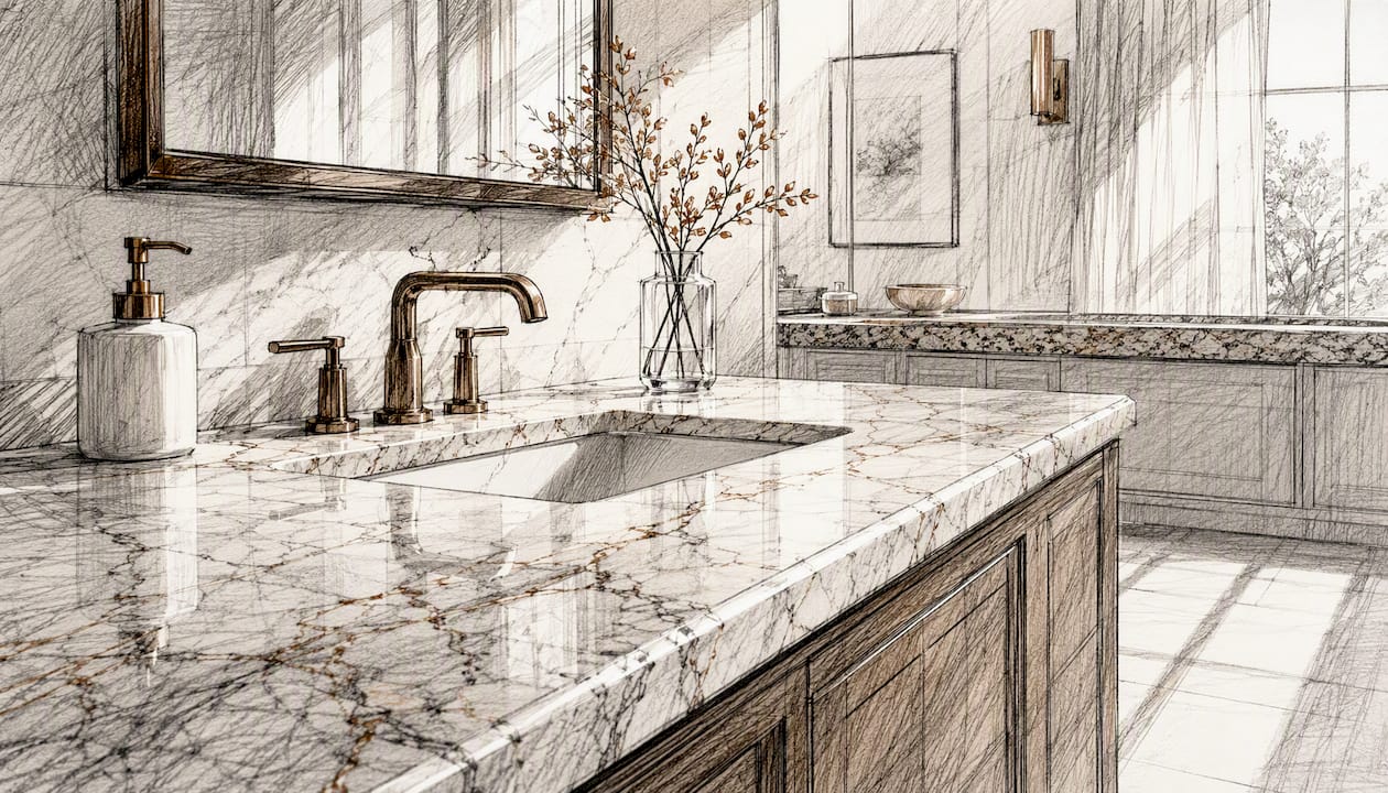 Bathroom marble and granite vanity counters
