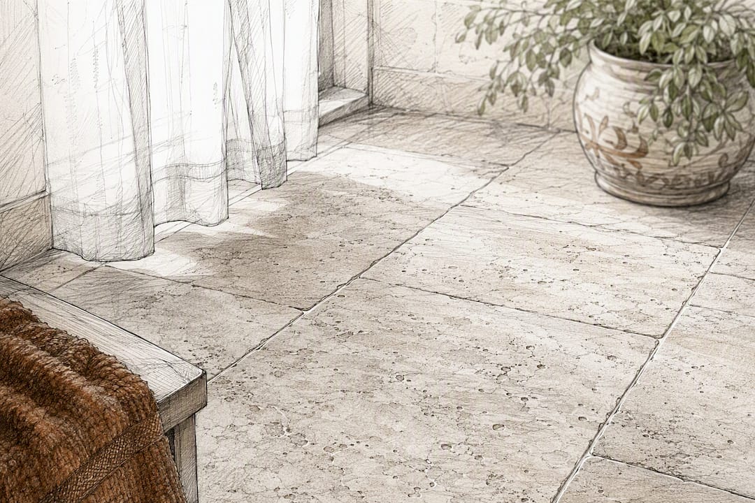 Honed travertine natural stone bathroom floor texture