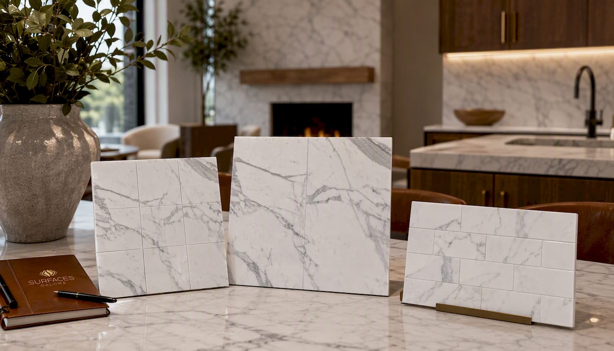 Statuario (Statuary) White 12X12 Premium Italian Marble Polished or Honed