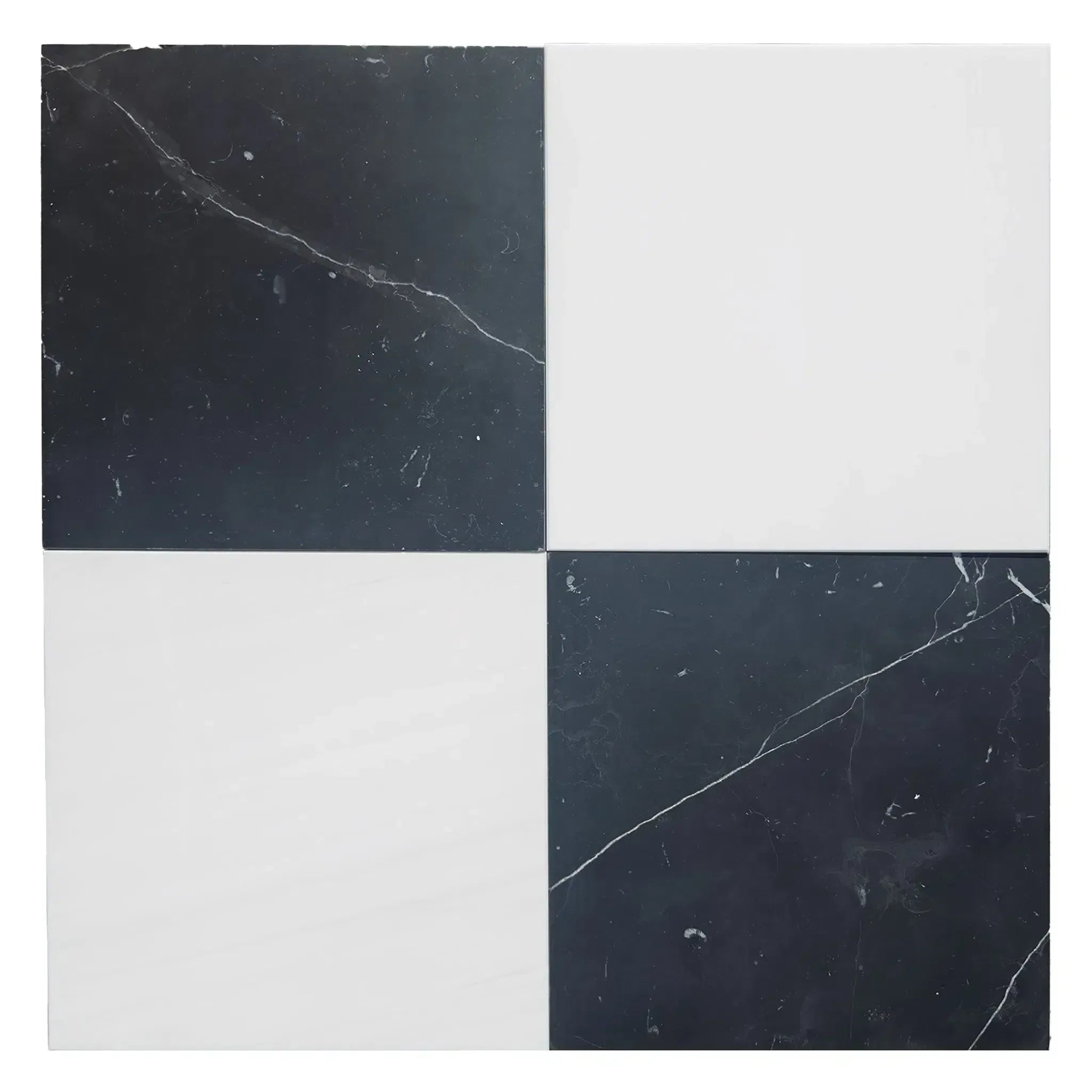 Checkerboard Nero Marquina Marble and Dolomite Marble 18X18 Set