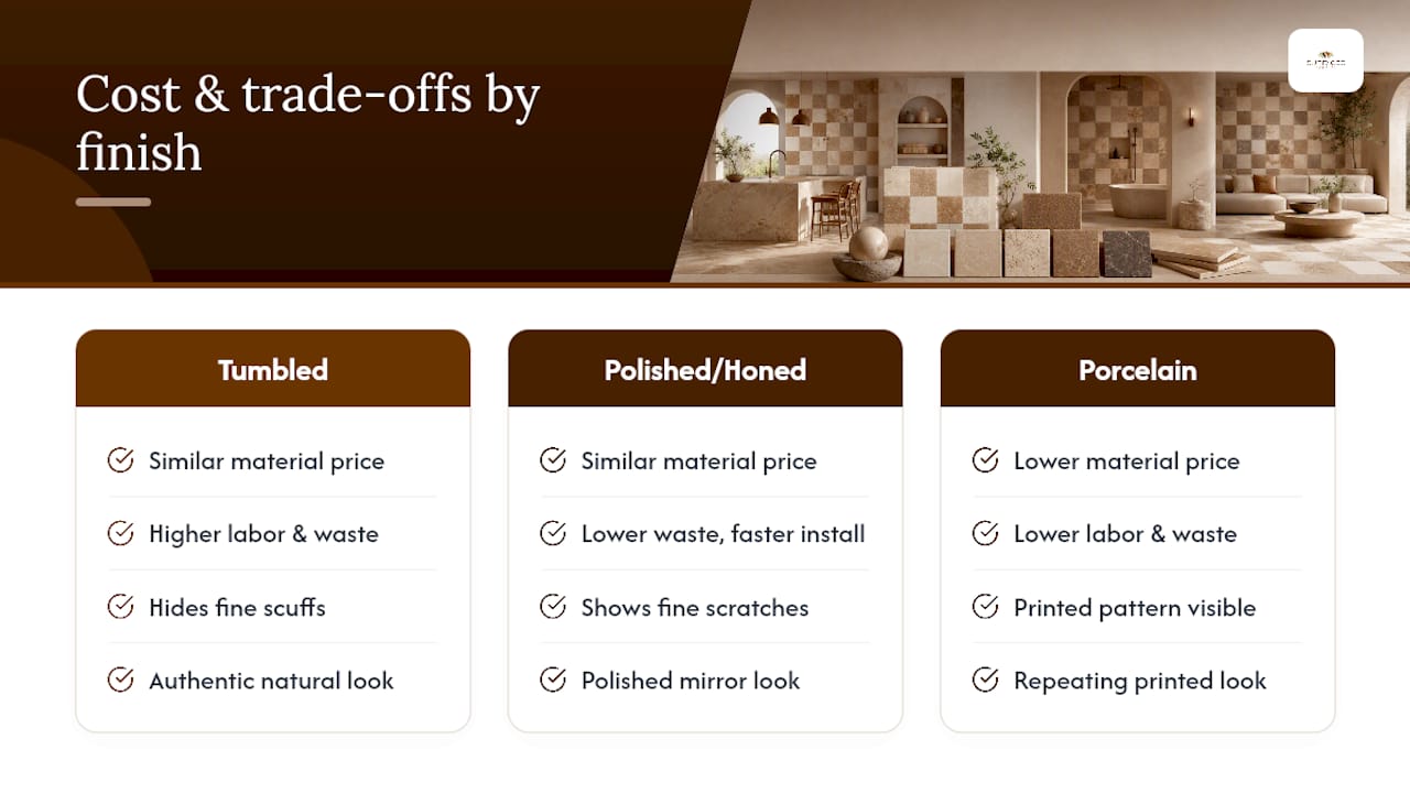 What Tumbled Checkerboard Actually Costs Compared to Other Finishes — overview diagram