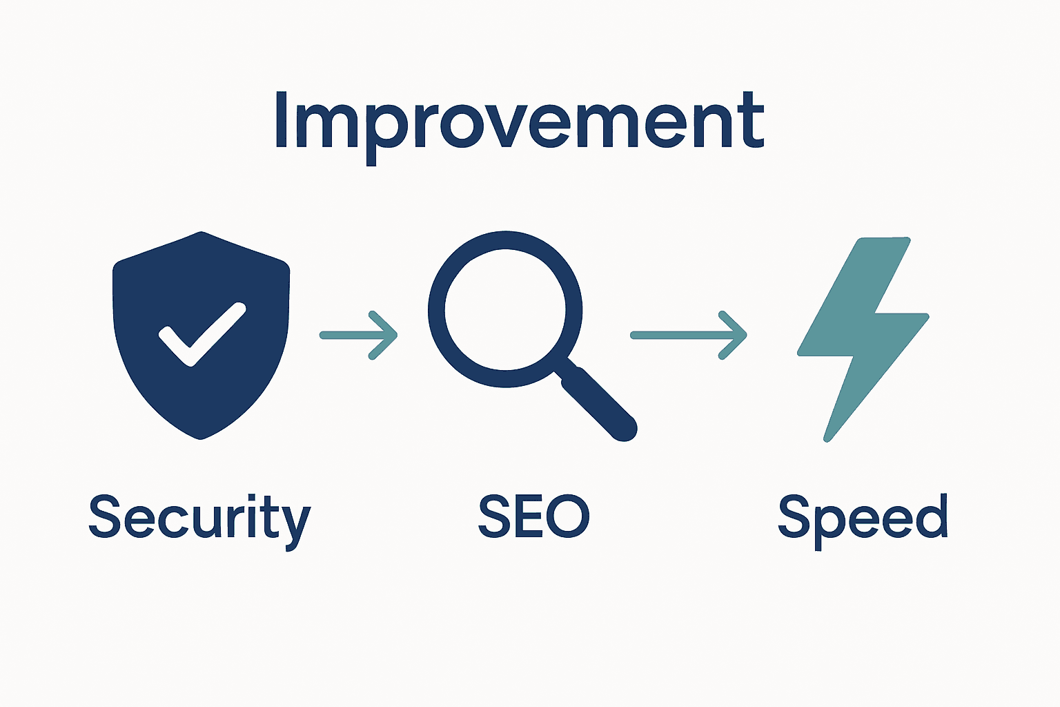 Security, SEO, and performance cycle infographic visual.