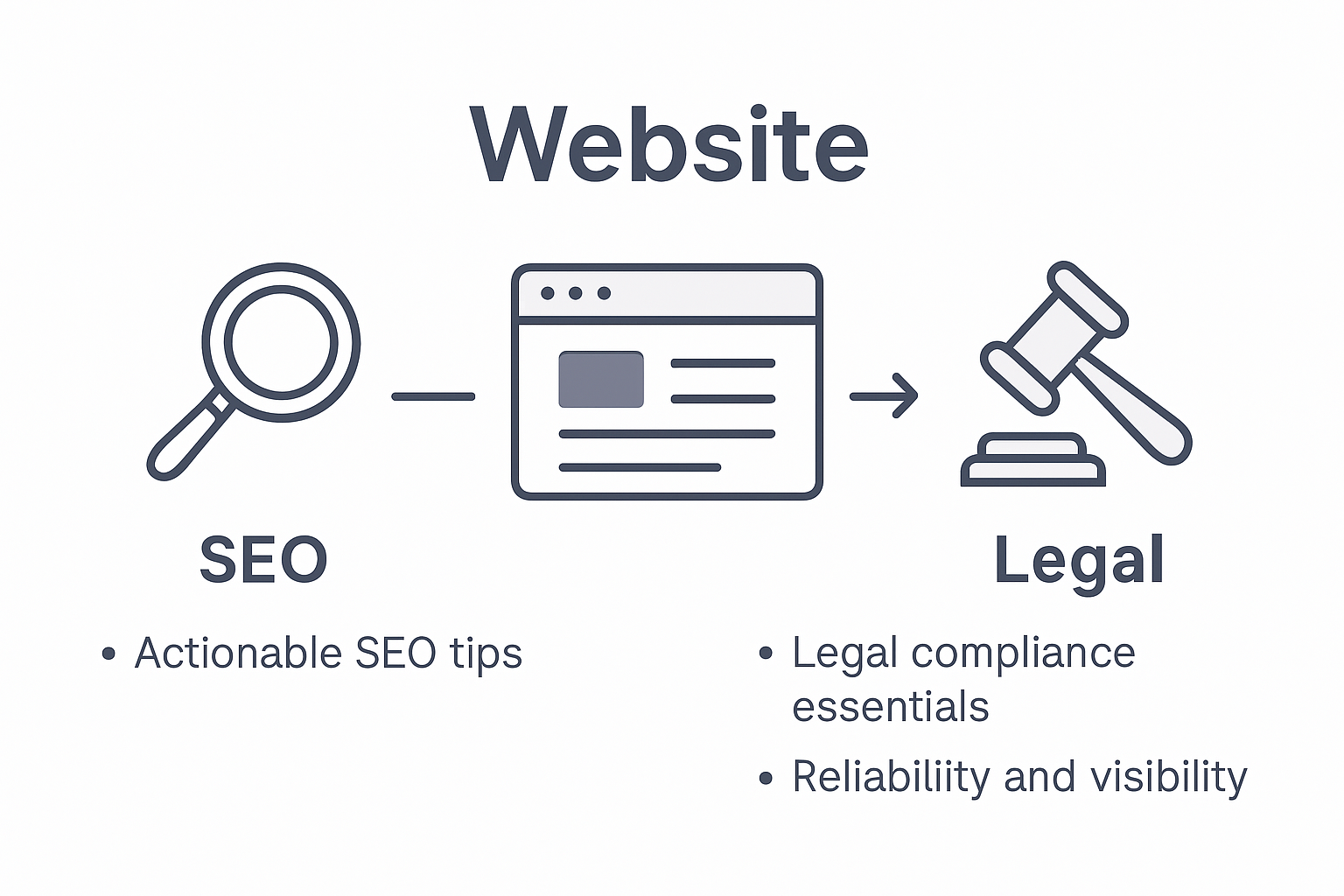 Infographic showing SEO and legal website basics