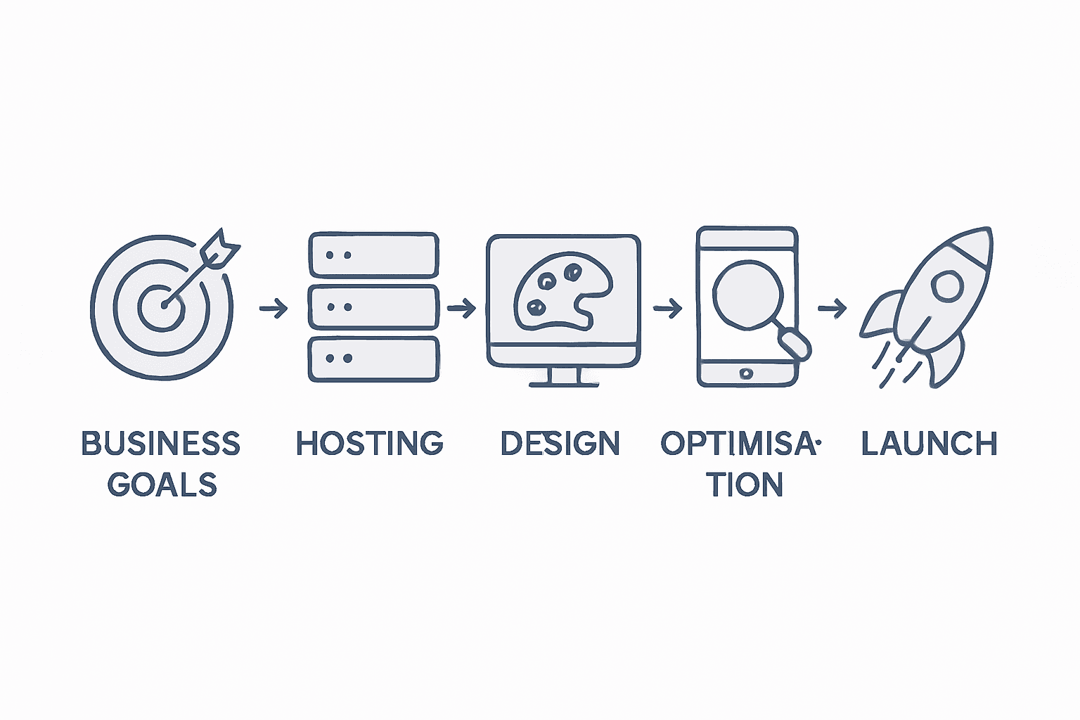 Infographic showing website launch process steps