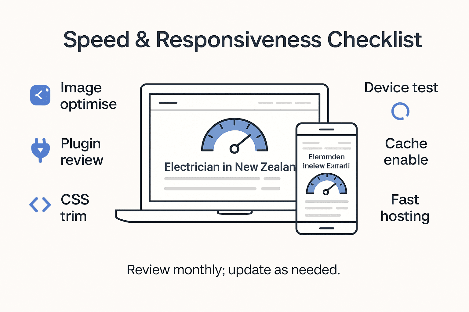 Infographic showing speed and responsiveness checklist