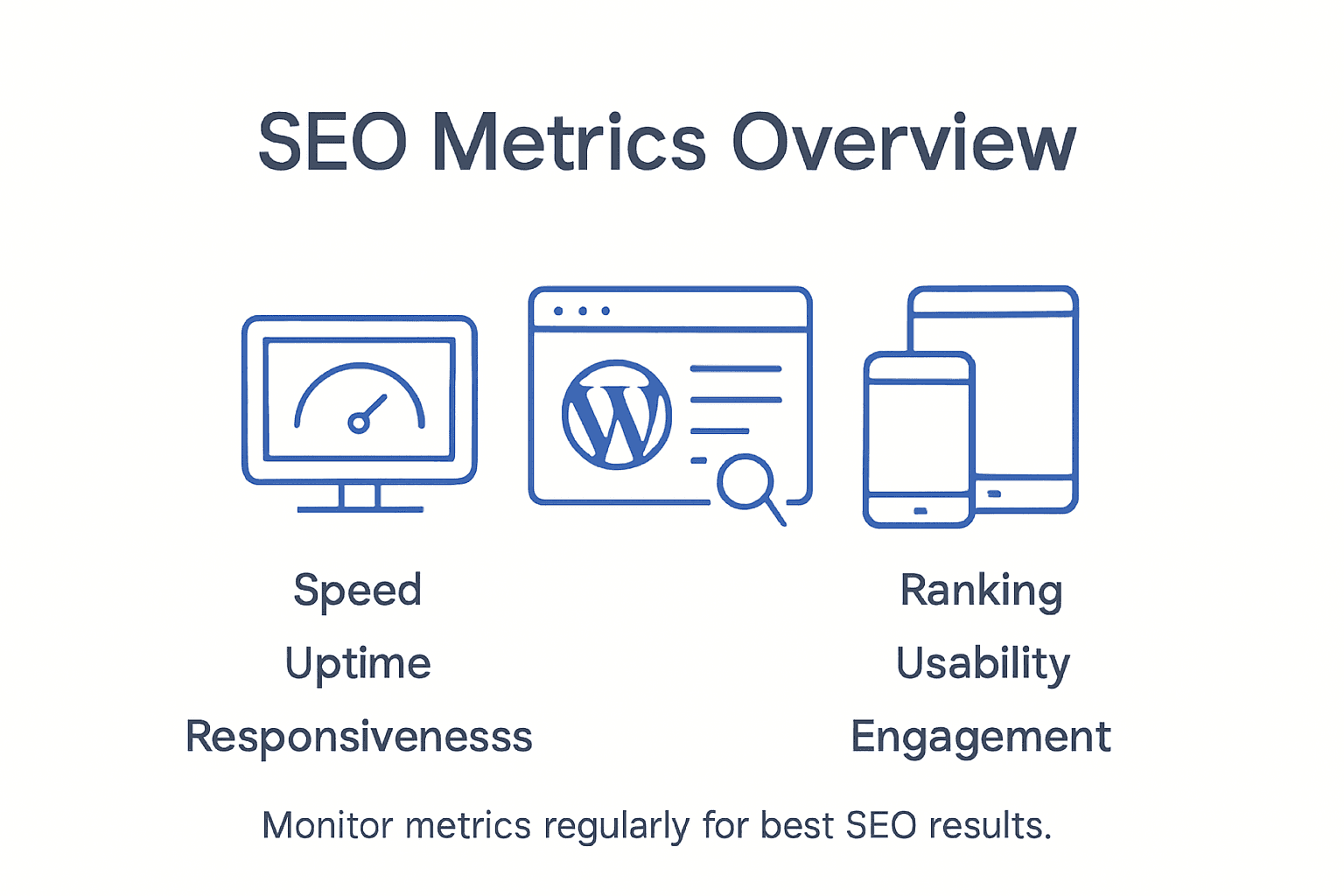 Infographic showing key WordPress SEO metrics