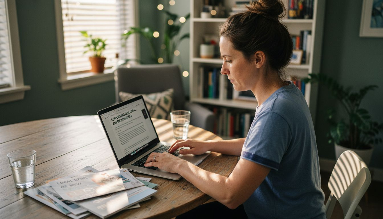 Writer creating local business blog content