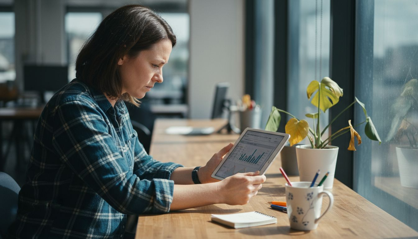 SME owner reviewing digital analytics at desk