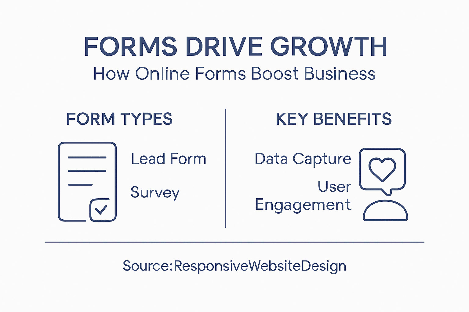 Infographic showing forms and business growth benefits