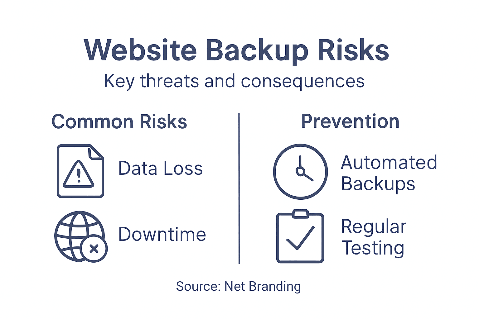 Infographic showing main website backup risks