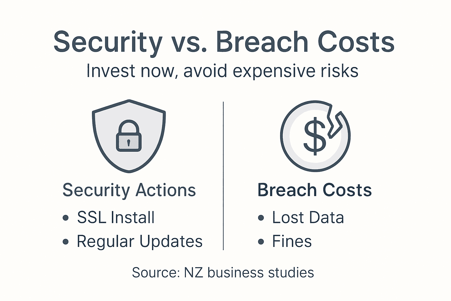 Infographic comparing security investment and breach costs