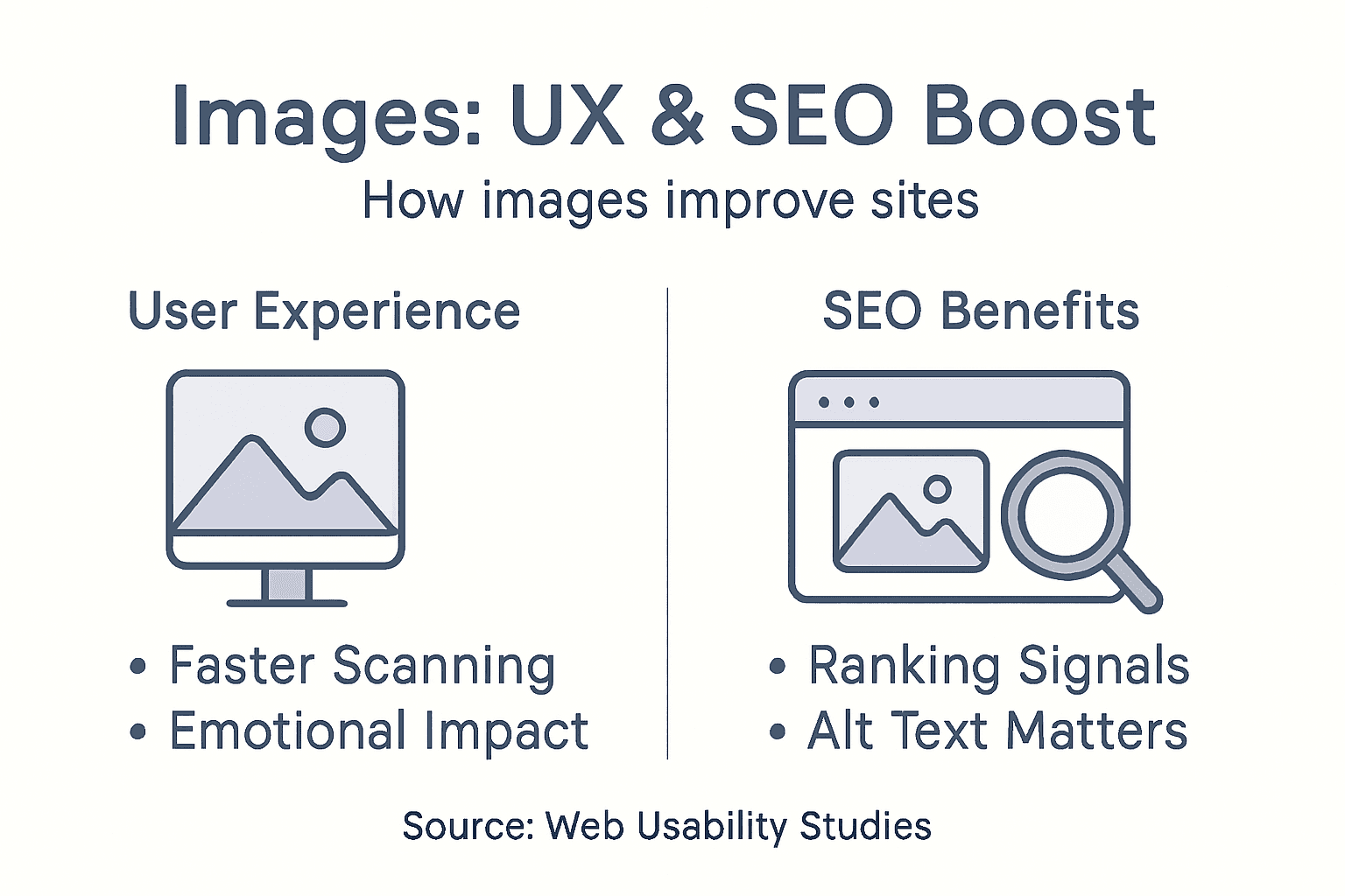 Infographic showing image UX and SEO benefits