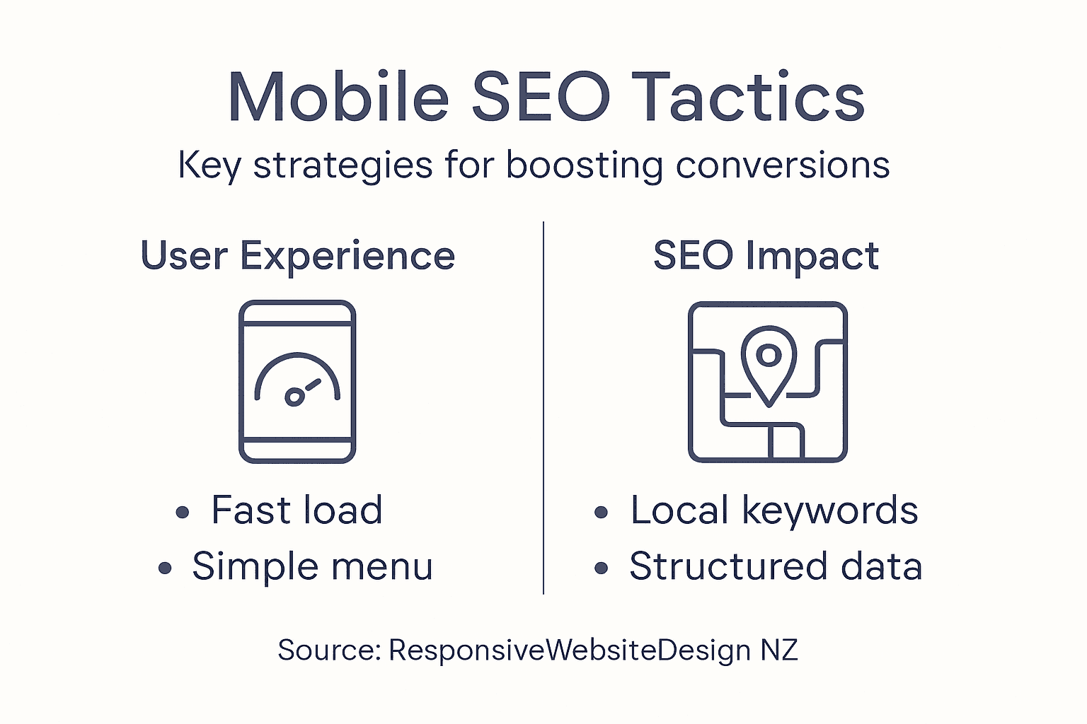 Infographic showing mobile SEO strategy overview