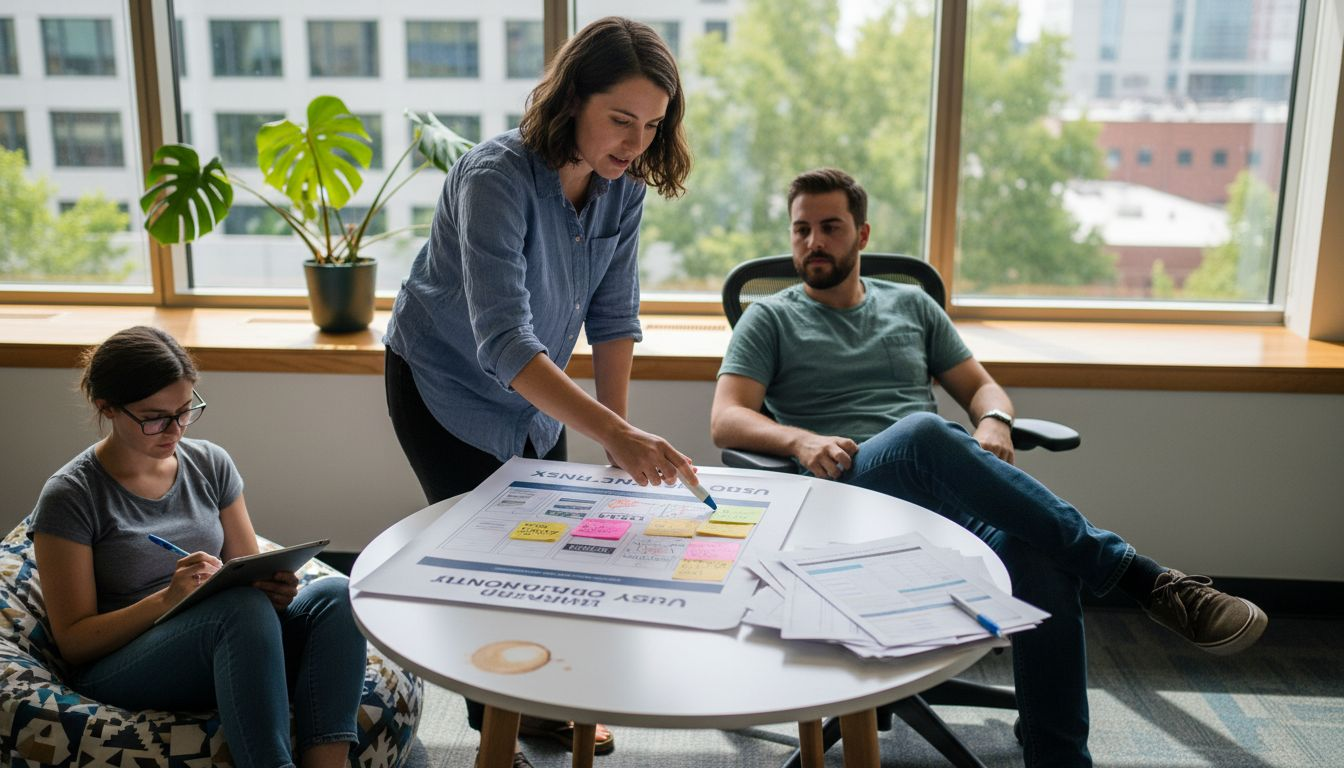 Team discussing targeted UX design updates