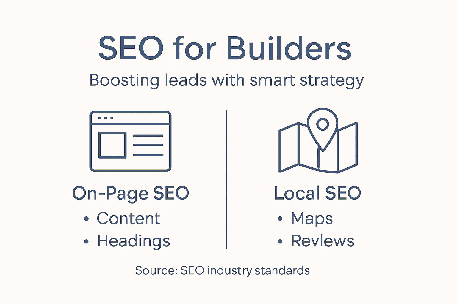 Infographic showing SEO essentials for builders