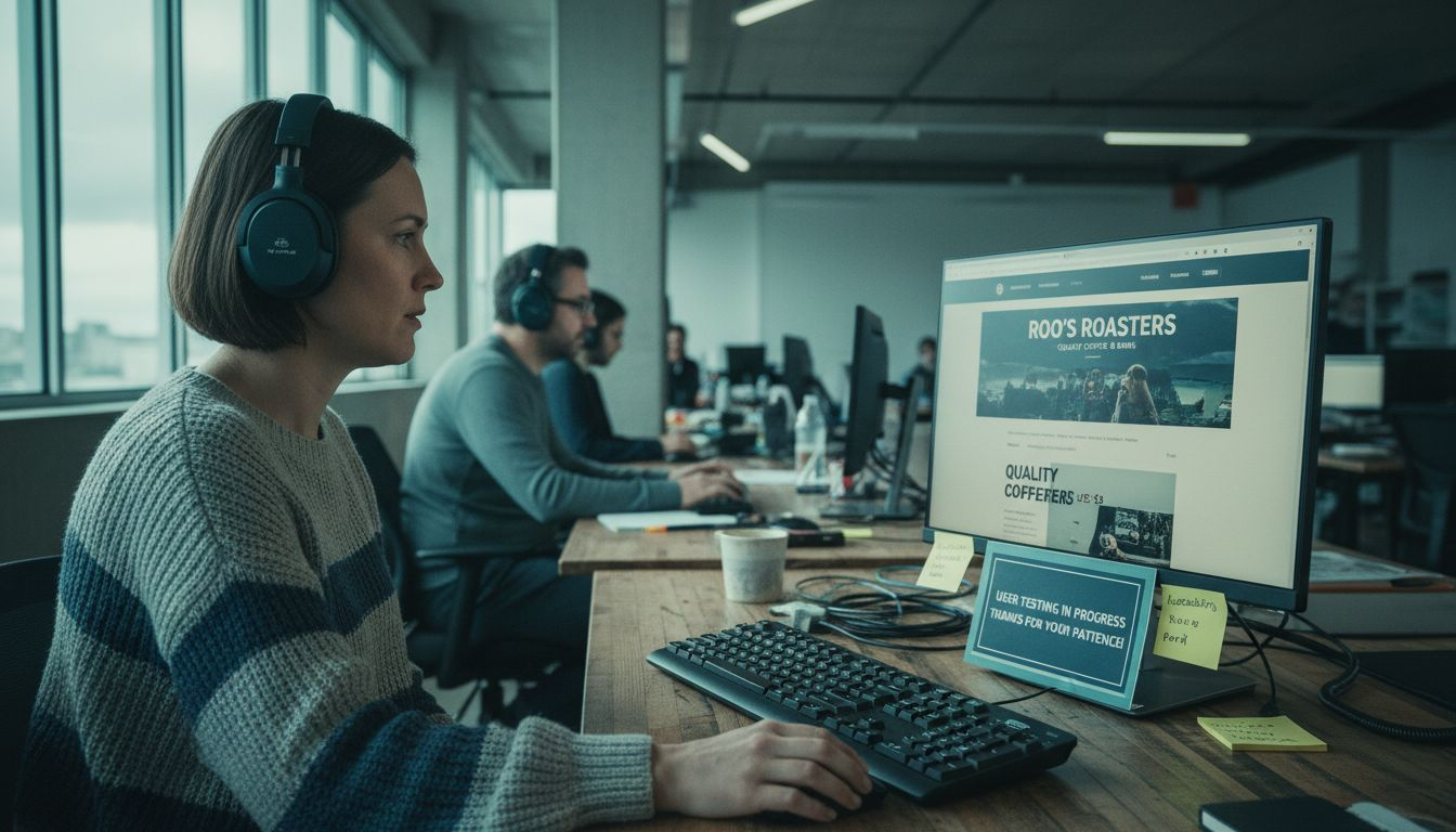 User testing website accessibility with designer observing