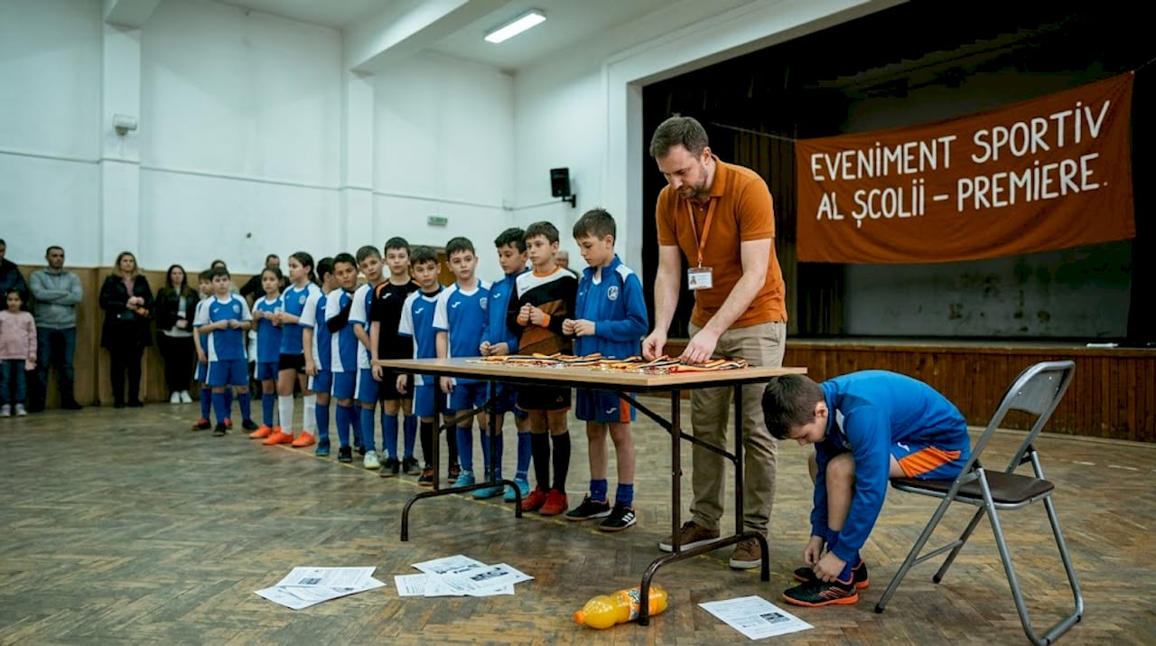 Festivitate de premiere pentru copii, organizată în sala de clasă