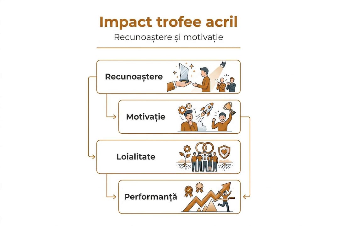 Infografic: Cum influențează trofeele din acril motivația angajaților