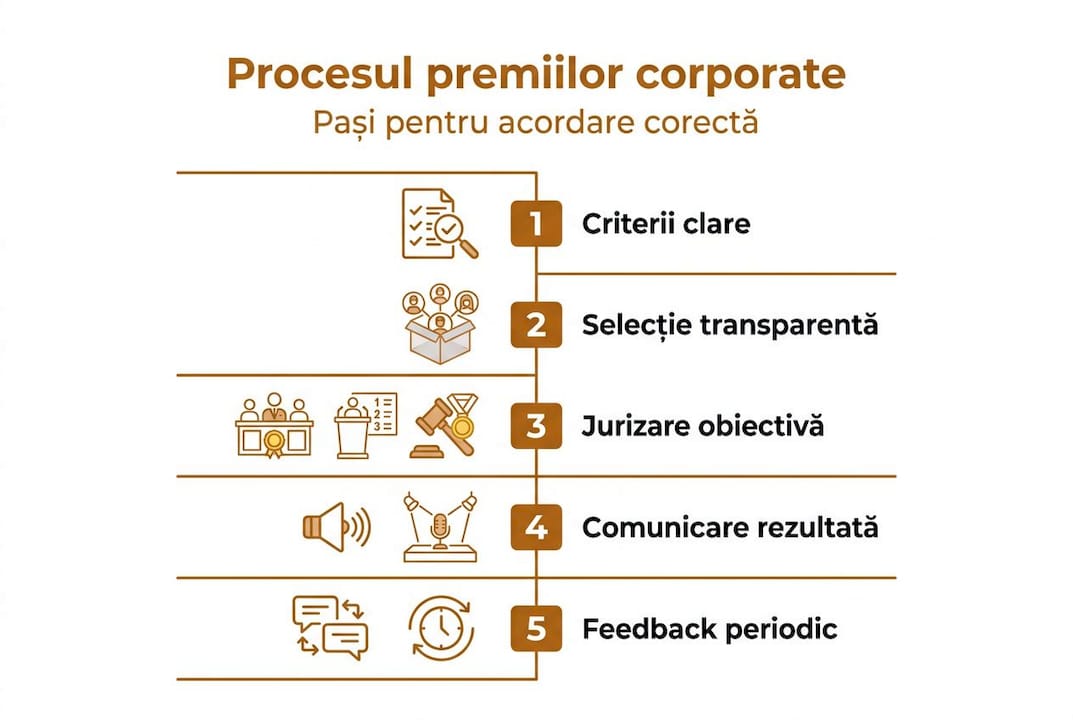Infografic: etapele procesului de acordare a premiilor în cadrul unei companii