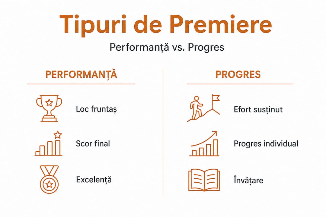 Infografic: comparație între rezultate obținute și evoluția în timp pentru acordarea premiilor