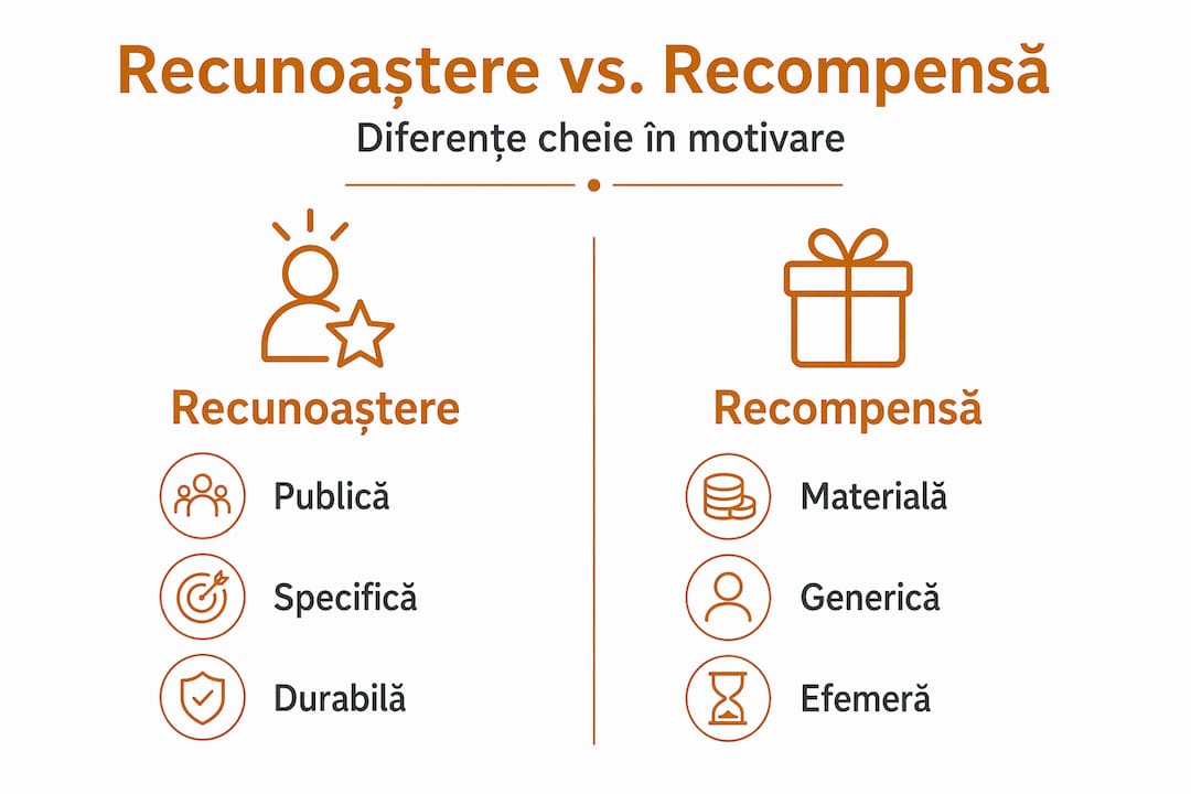 Infografic: comparație între modalitățile de recunoaștere și recompensare