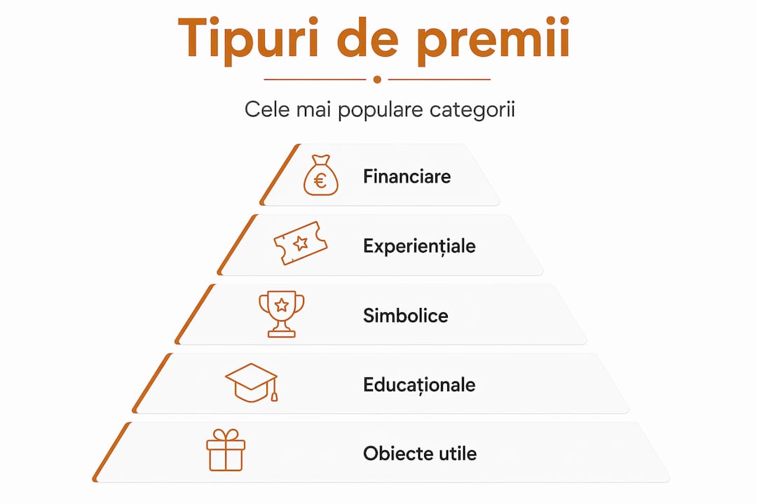 Infografic cu cele mai importante categorii de premii, prezentate în ordinea valorii lor